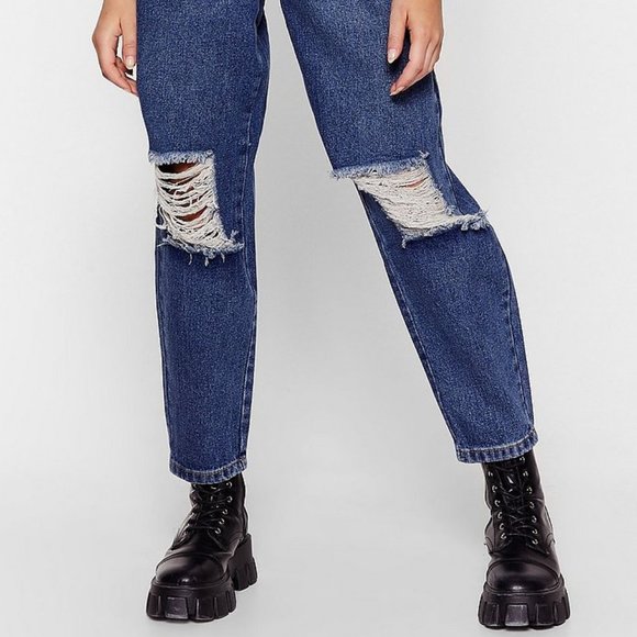 The Rockn Rev Size 8 Tapered Distressed Mom Jean - Picture 4 of 11